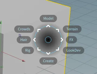 Houdini viewport add pie menu.