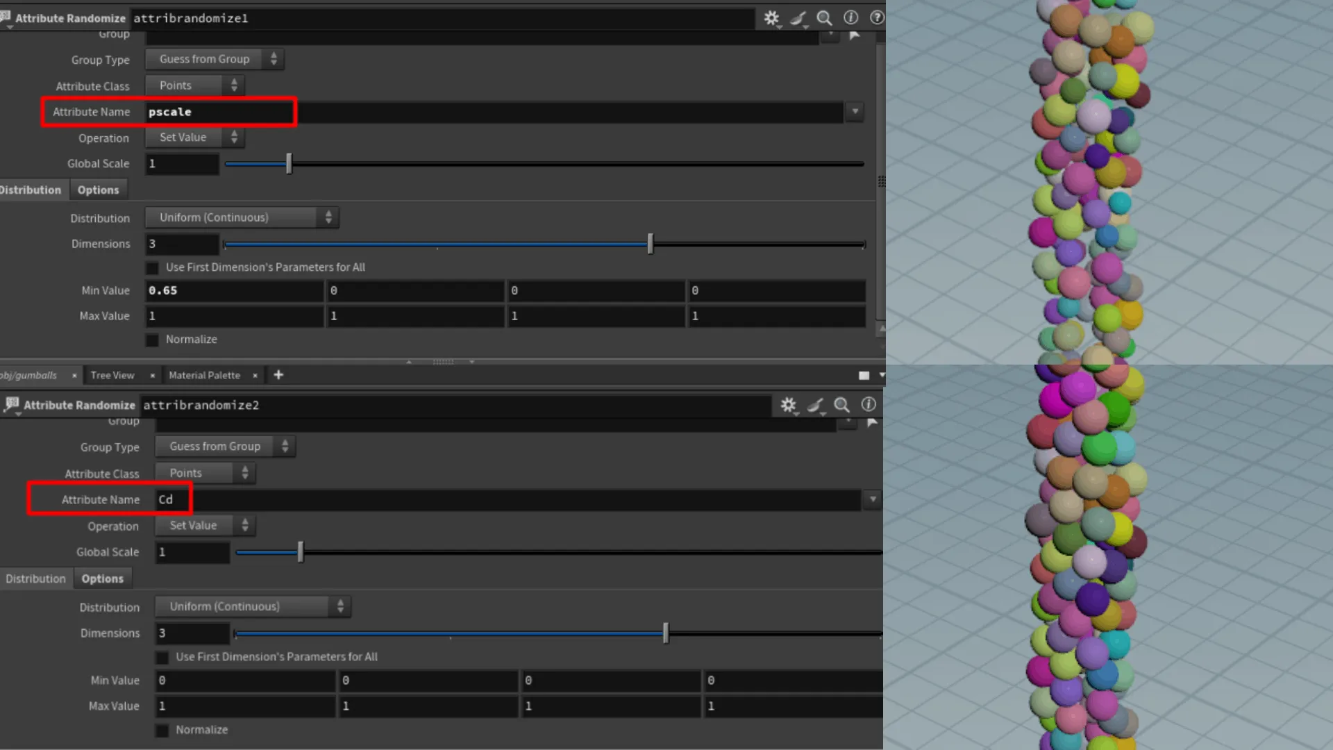 Attribute fields on the panel.