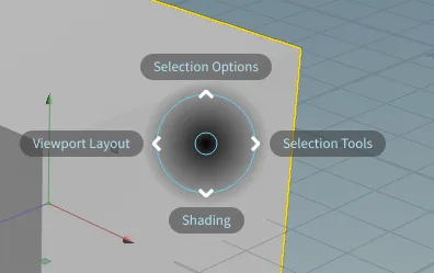 Houdini viewport shading pie menu.