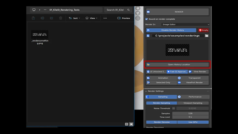 Render History open location history button.