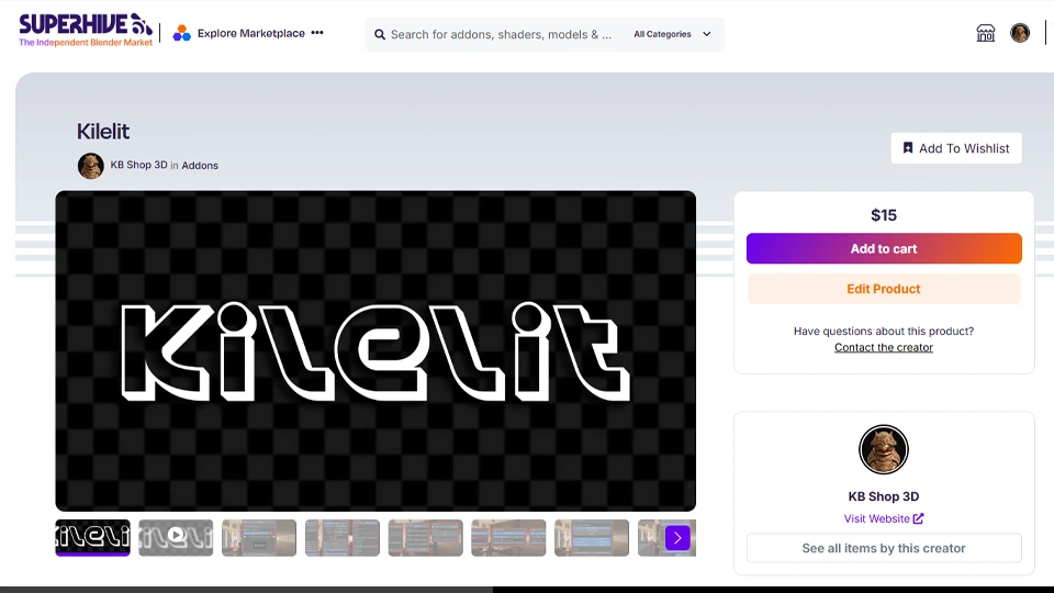 Kilelit add-on on Superhive Blender Marketplace